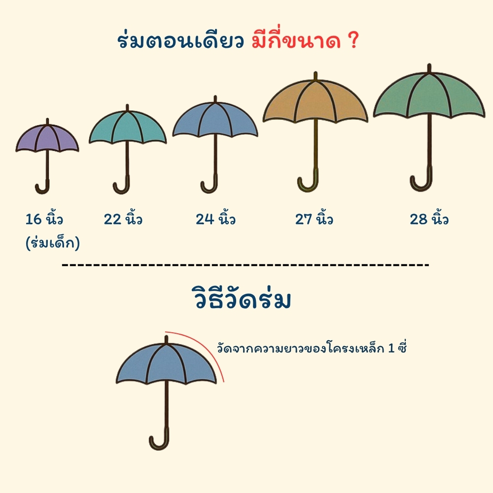 ร่มตอนเดียว มีกี่ขนาด